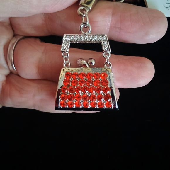 Orange Rhinestone Purse Keychain - Picture 2 of 7